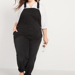 Old Navy Slouchy Straight Plus Size Washed Black Overalls Size 24